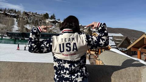 Woman wearing Team USA shirt at Deer Valley
