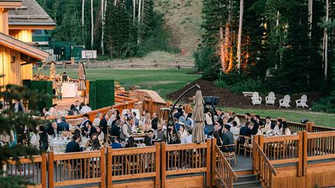Deer Valley's Empire Canyon Deck wedding venue at night