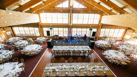 Deer Valley wedding reception in the Great Room at Silver Lake Lodge.