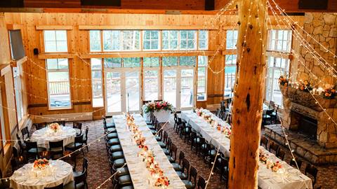 Empire Canyon Lodge setup for a wedding dinner