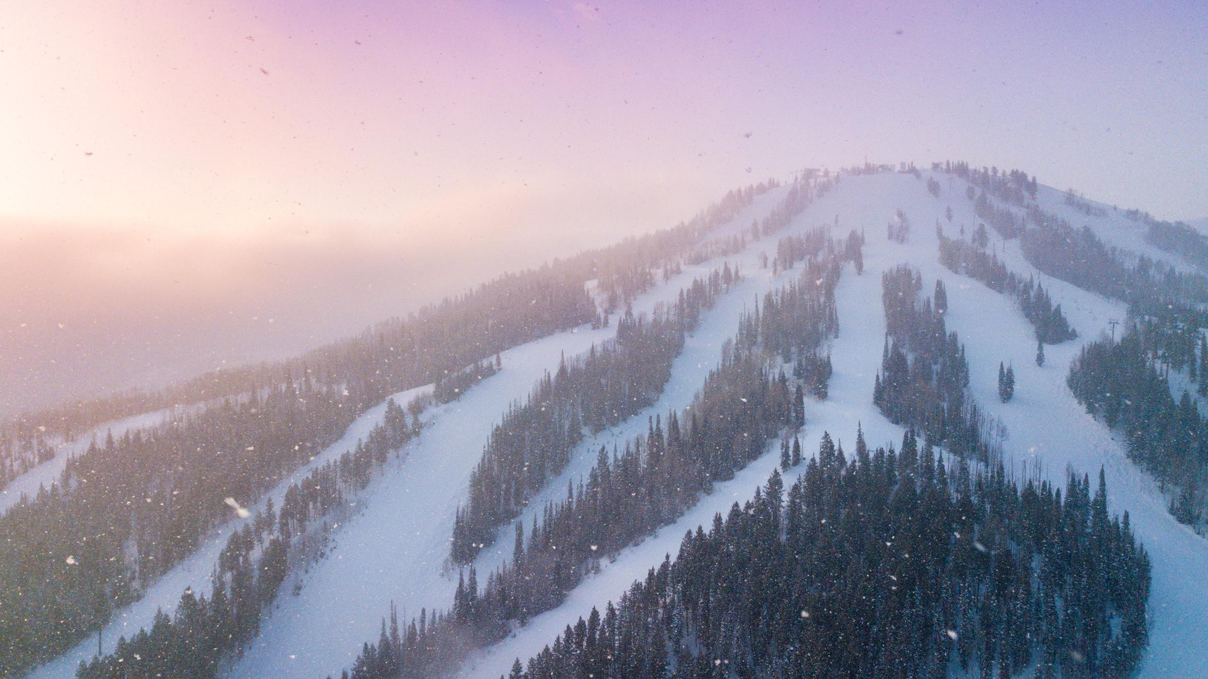 Bald mountain in the winter at sunrise
