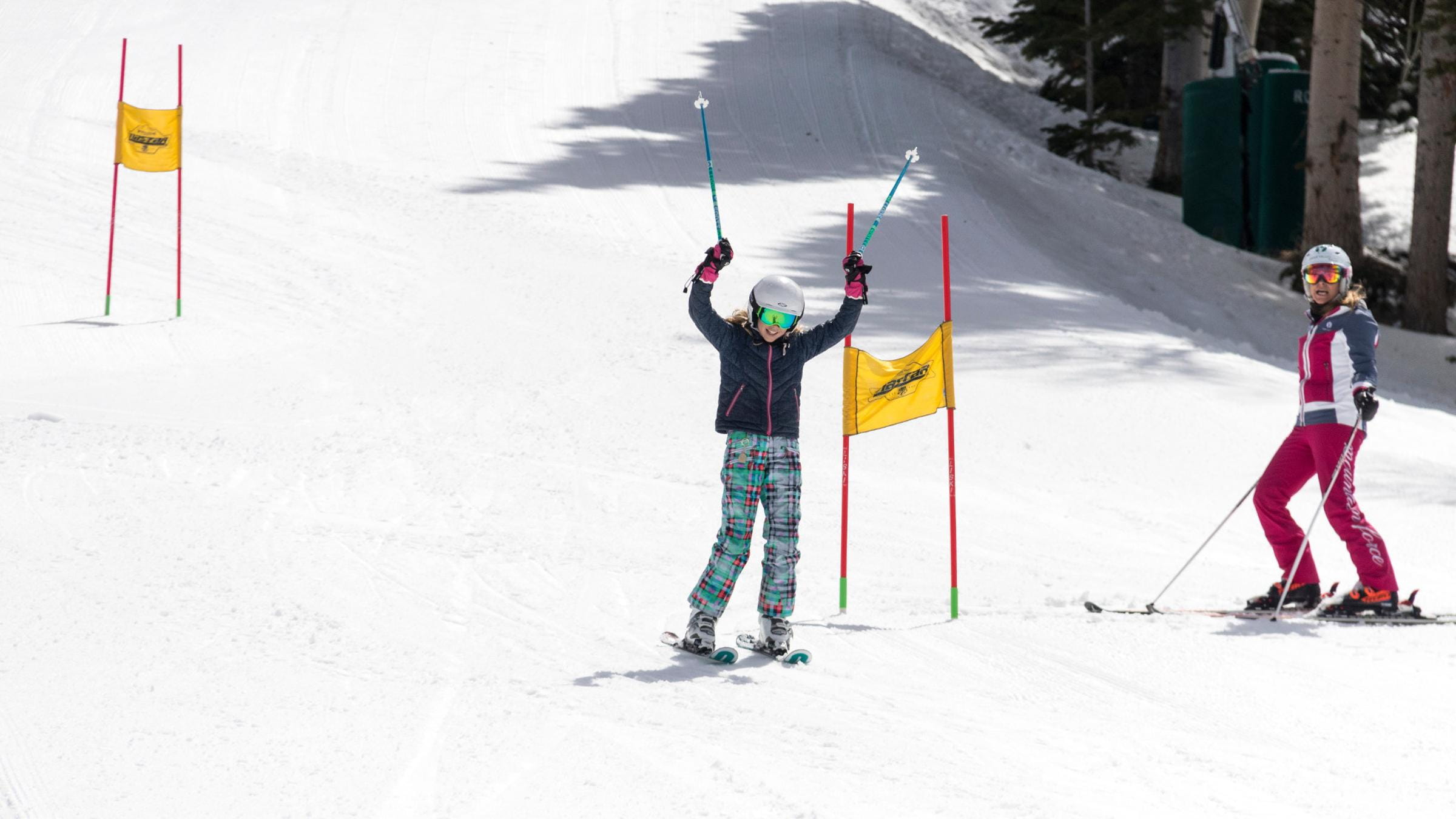 A guest finishing the nastar course