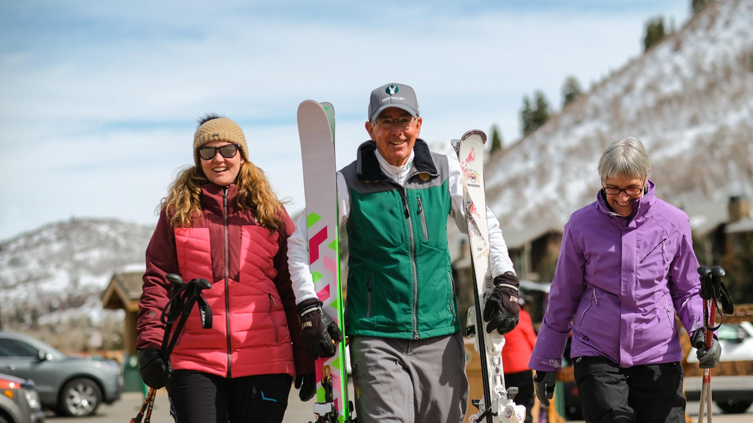 Deer Valley ski valet delivers a guest's skis to Snow Park Lodge