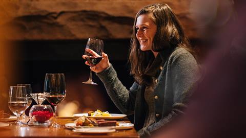 A guest dining at Deer Valley Resort