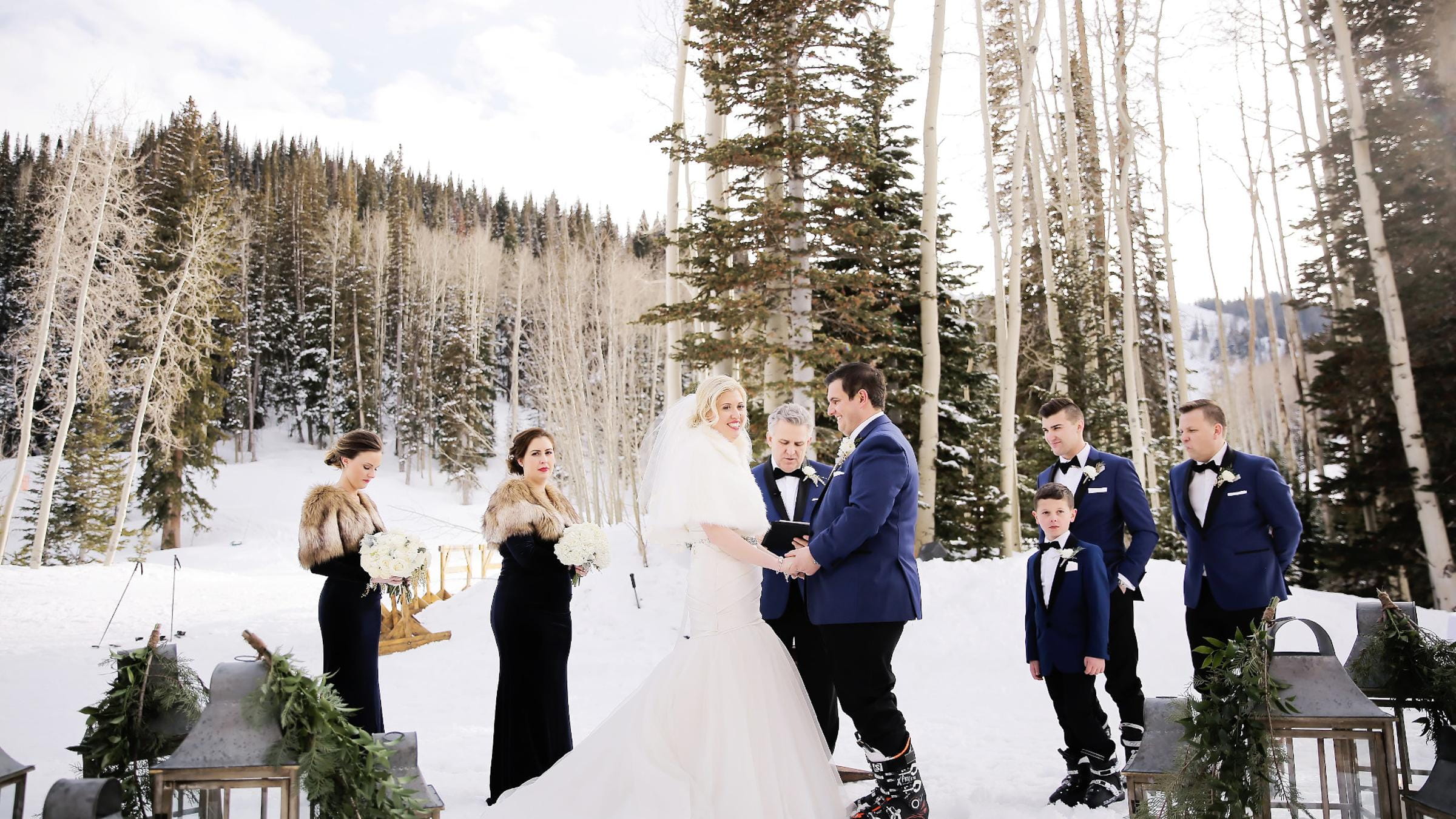An outdoor winter wedding at Deer Valley Resort