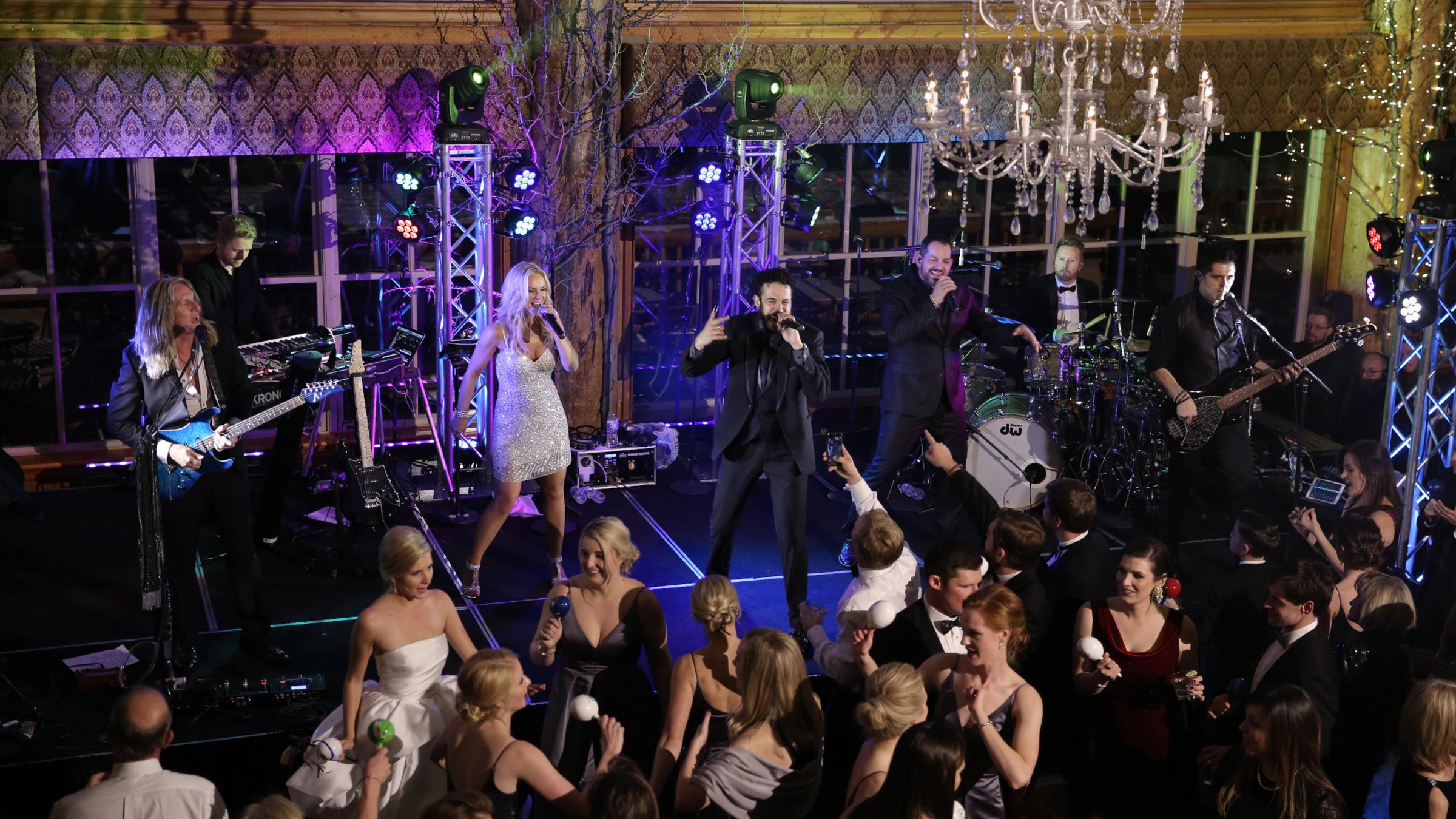 A band playing at a wedding reception at Deer Valley Resort