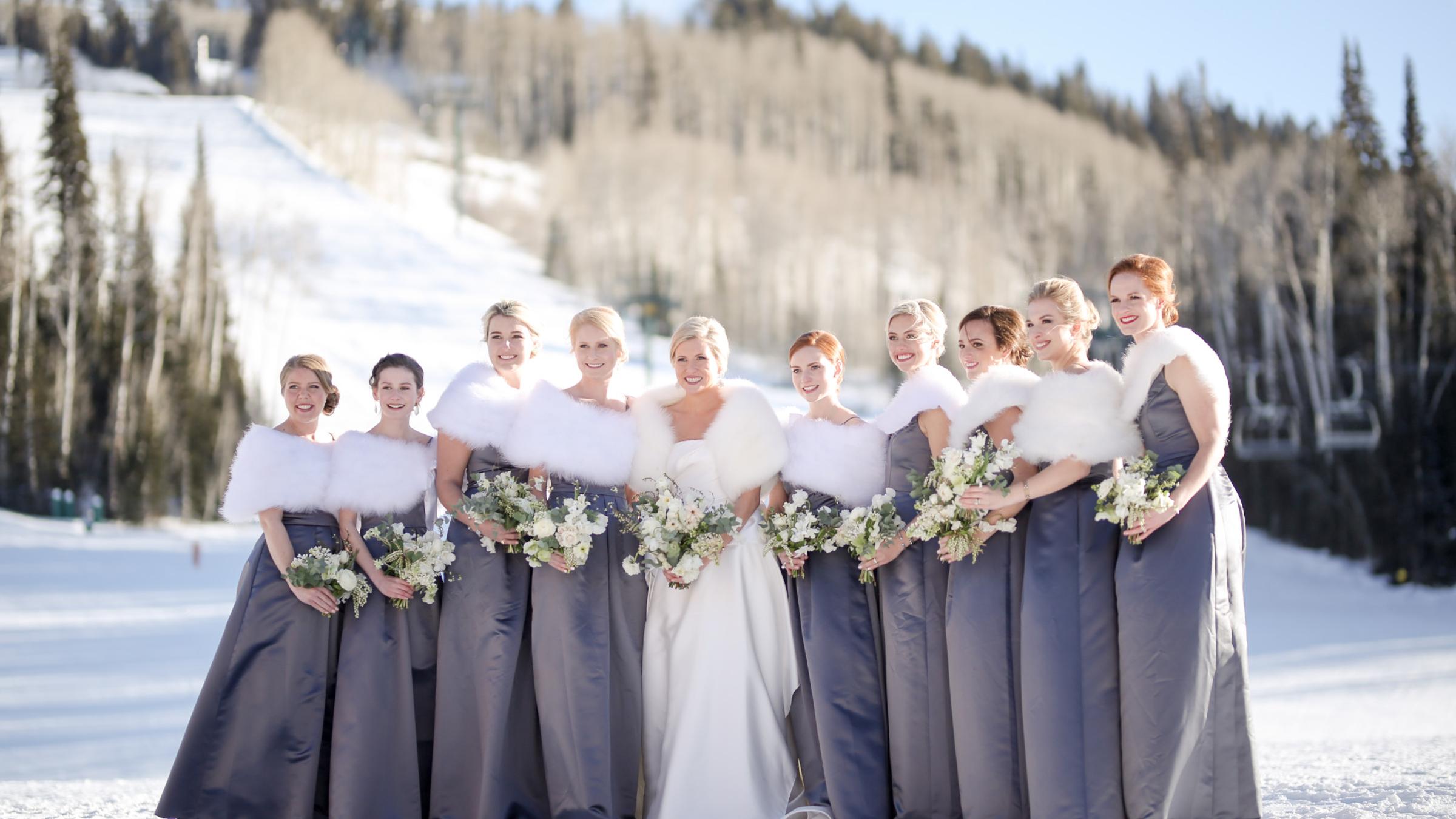 A bride and her bridesmaids at Deer Valley Resort
