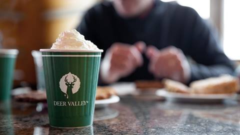 Deer Valley Cup of hot chocolate on a table