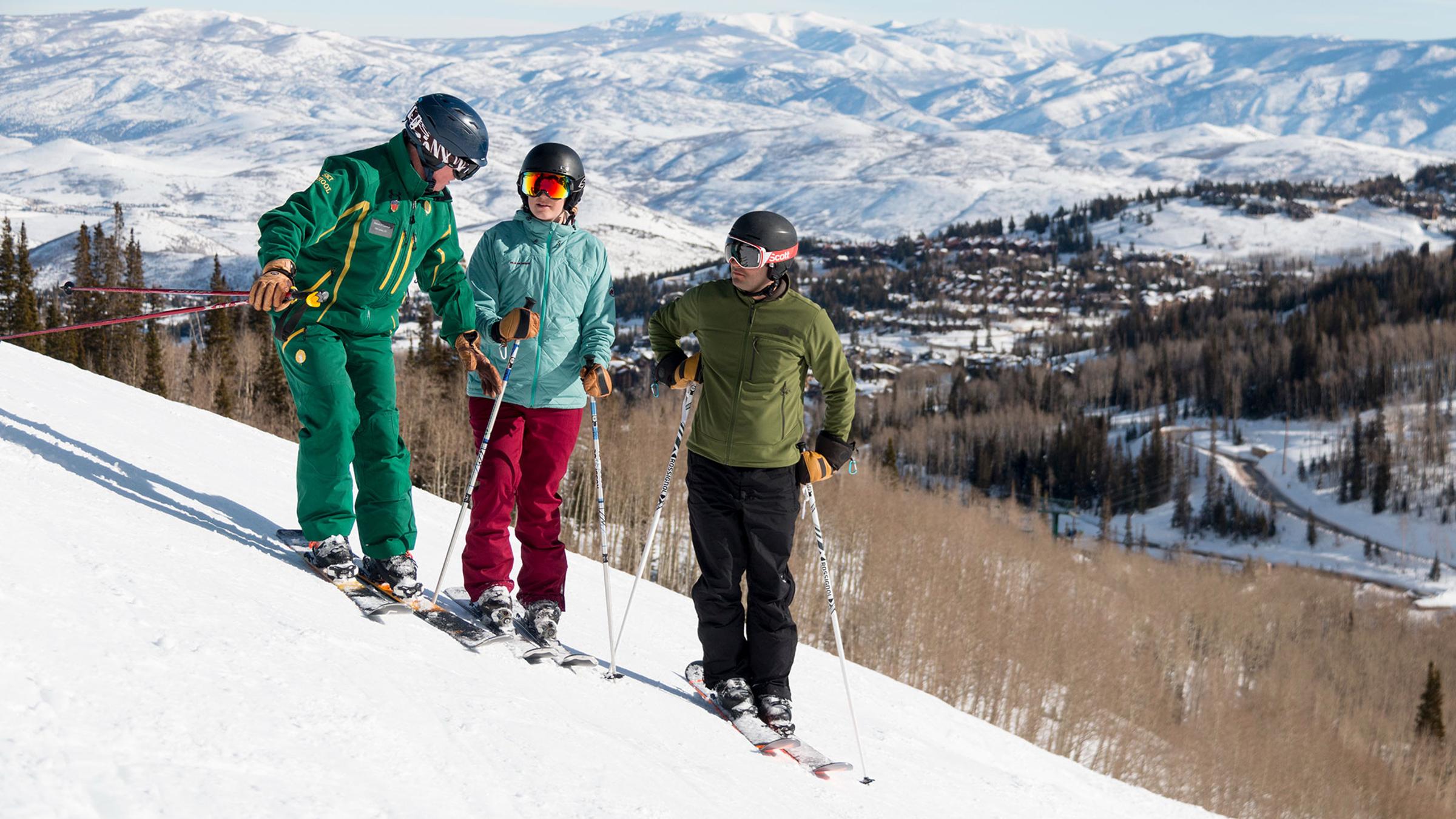 Skiers in a lesson