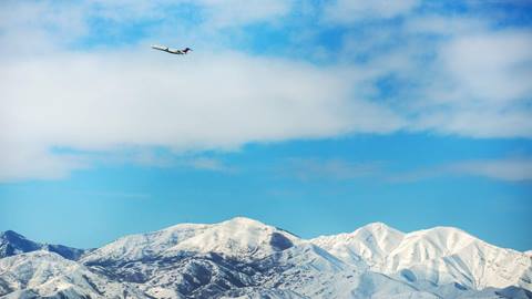 Salt Lake International Airport with mountains in background