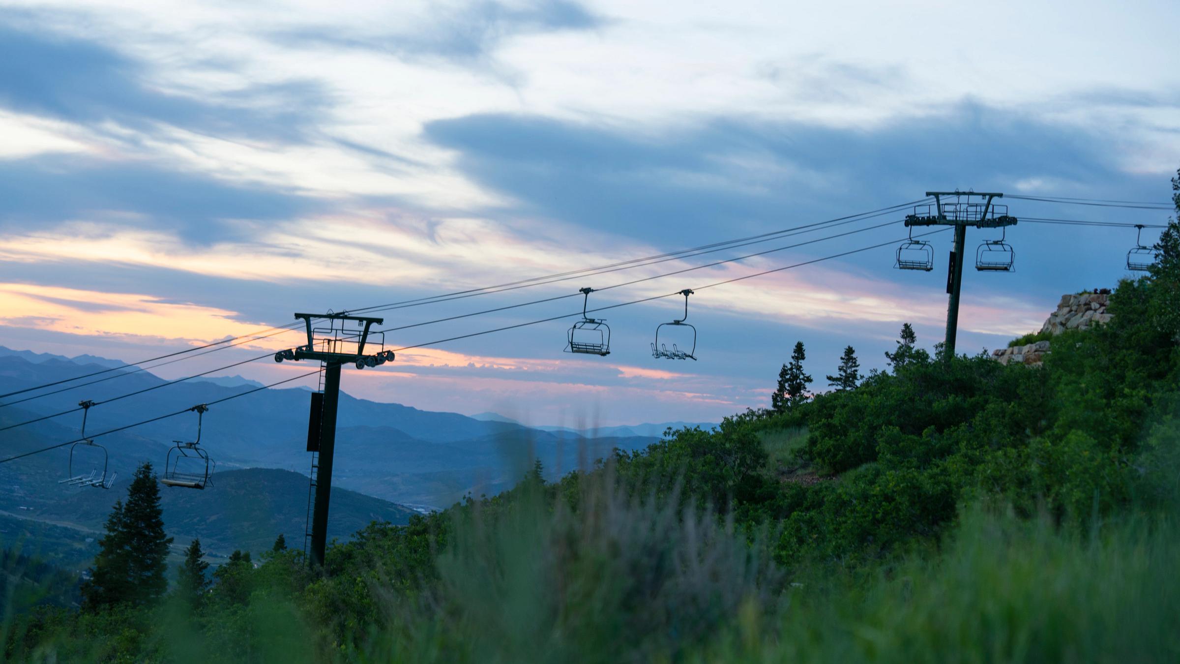 Chairlifts at dusk at Deer Valley Resort