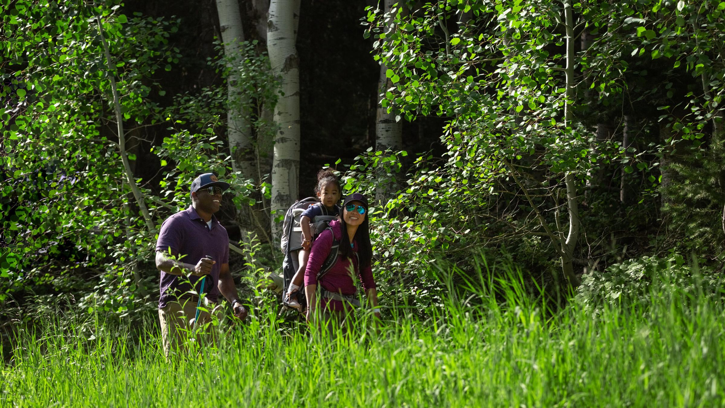 A family hiking at Deer Valley Resort