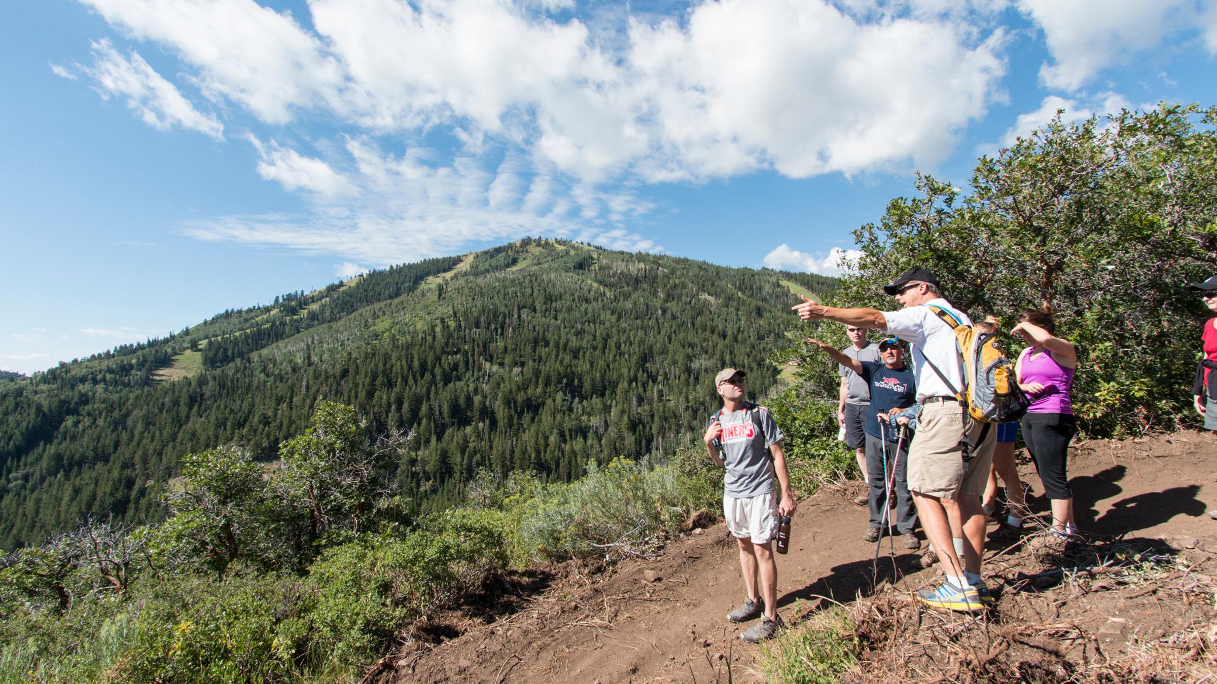 A group of guests on a guided hike at Deer Valley Resort