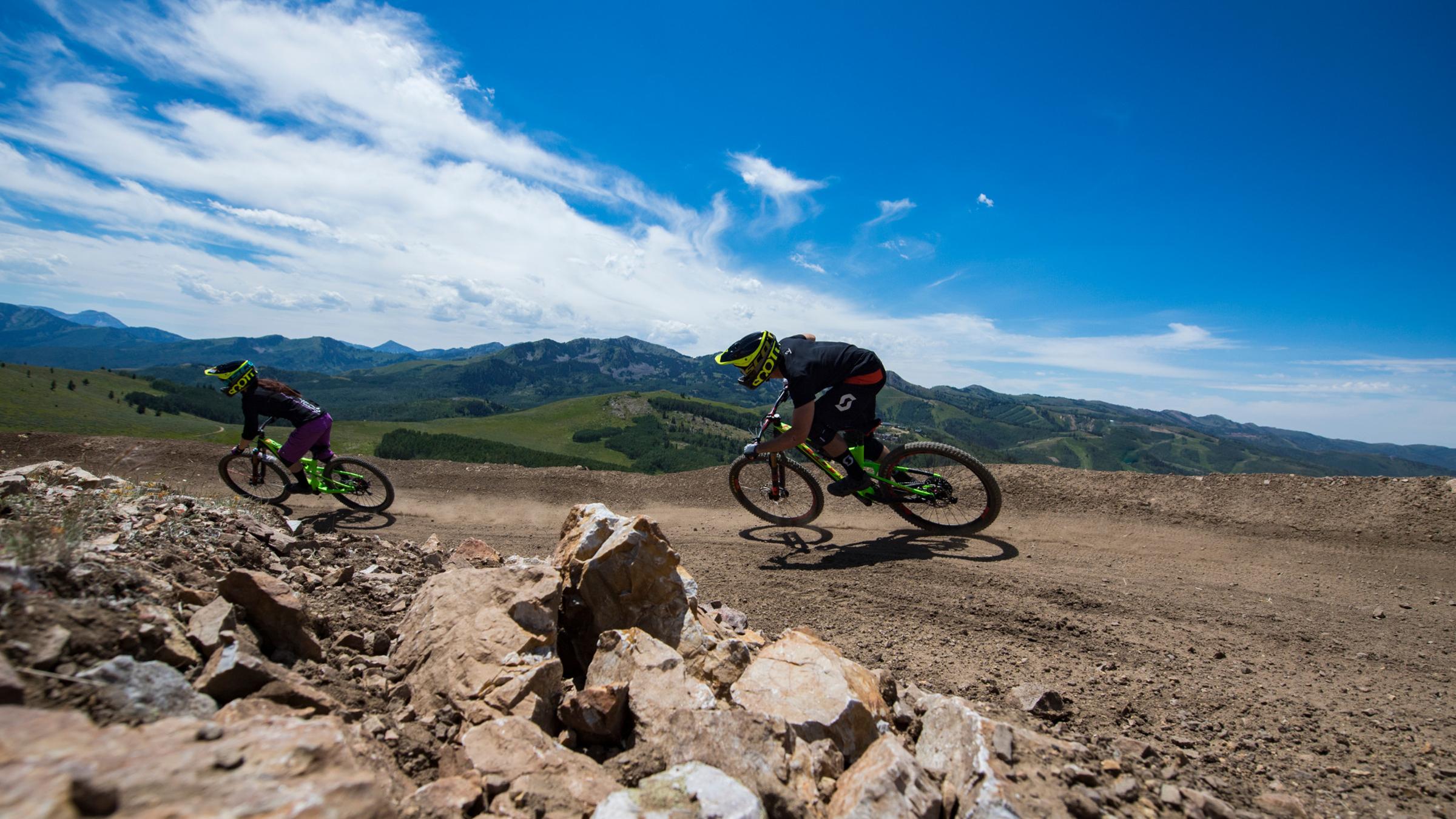 Guests mountain biking at Deer Valley Resort