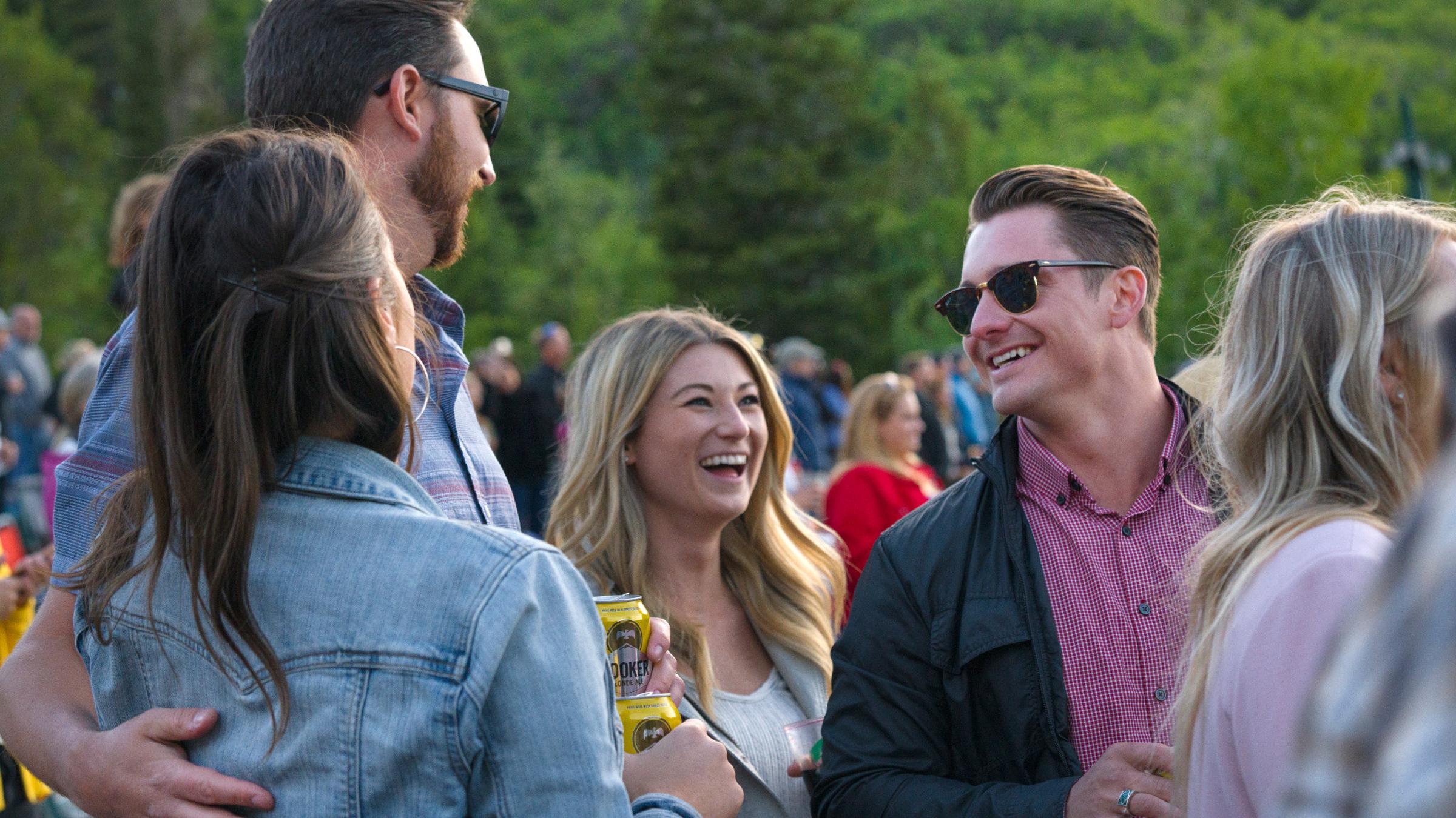 A group of guests at a Deer Valley Summer Concert at Snow Park Outdoor Amphitheater