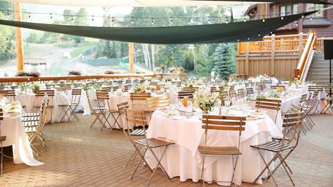 Outdoor summer wedding set up at Silver Lake Lodge