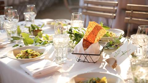 A salad and table setting at a wedding at Deer Valley Resort