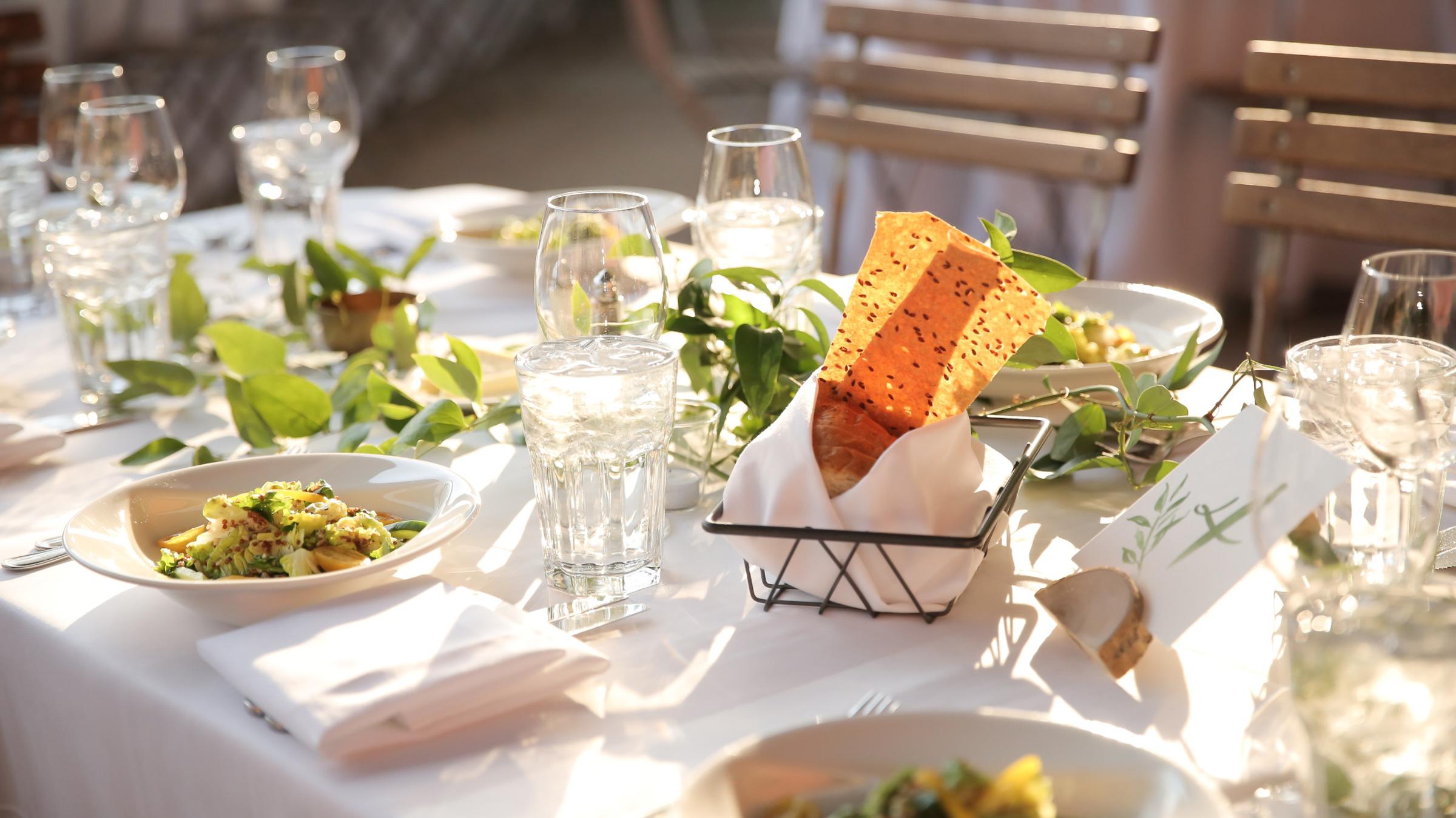 A salad and table setting at a wedding at Deer Valley Resort