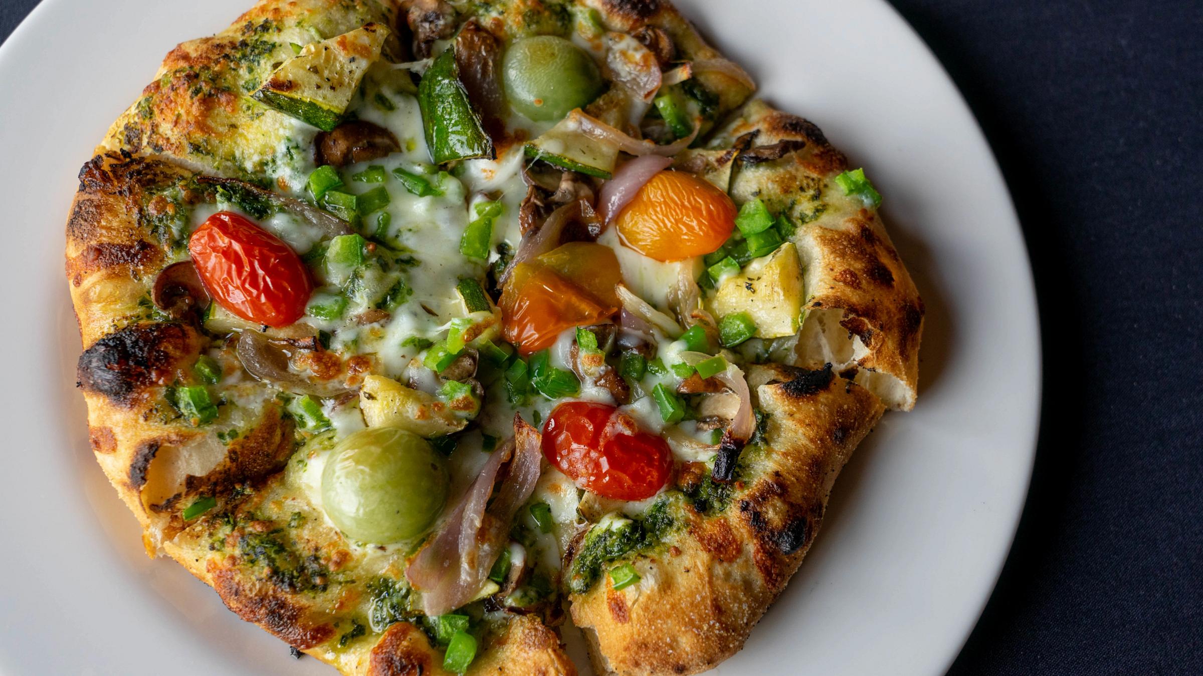 Plated pizza from The Brass Tag