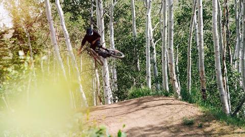 Mountain Biker jumping on Tsunami