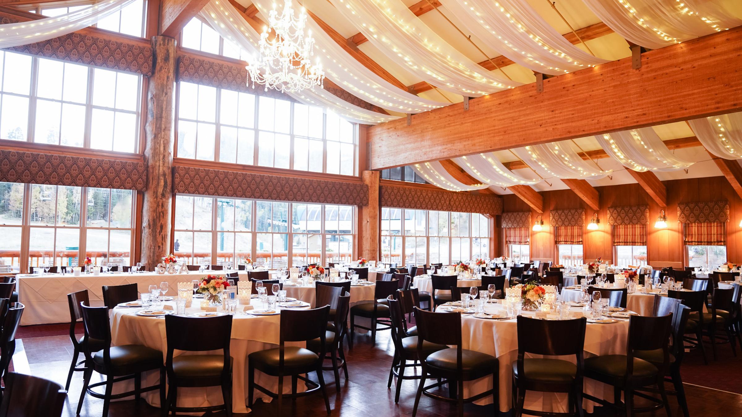 Indoor wedding set up at Silver Lake Lodge