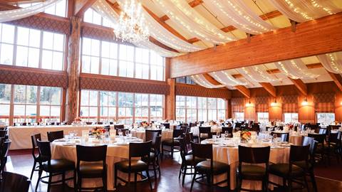 Indoor wedding set up at Silver Lake Lodge