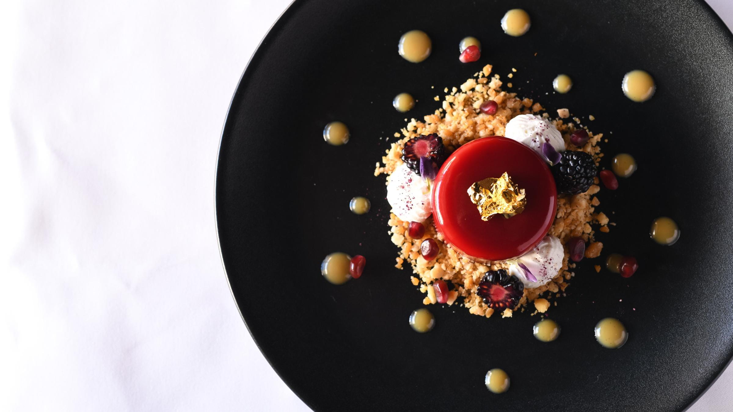 Mariposa plated dessert