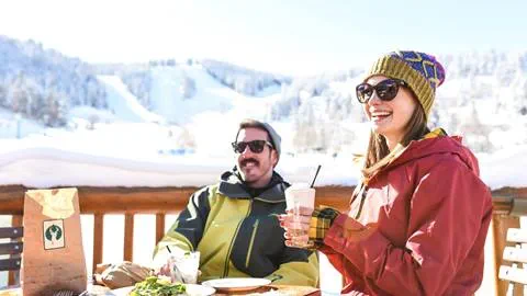Guests dining outside at Deer Valley