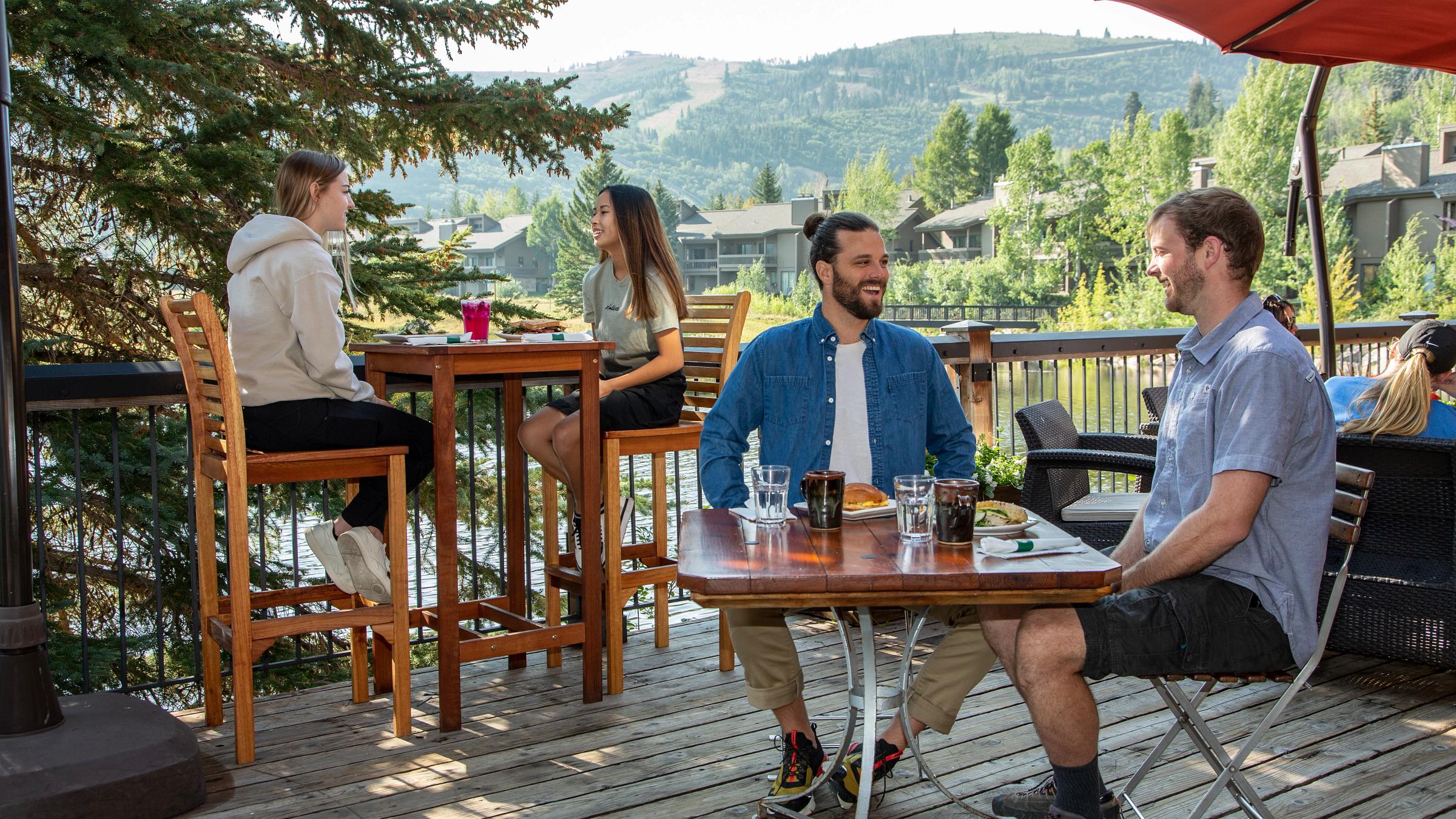 Guests eating on the deck of Deer Valley Grocery Cafe