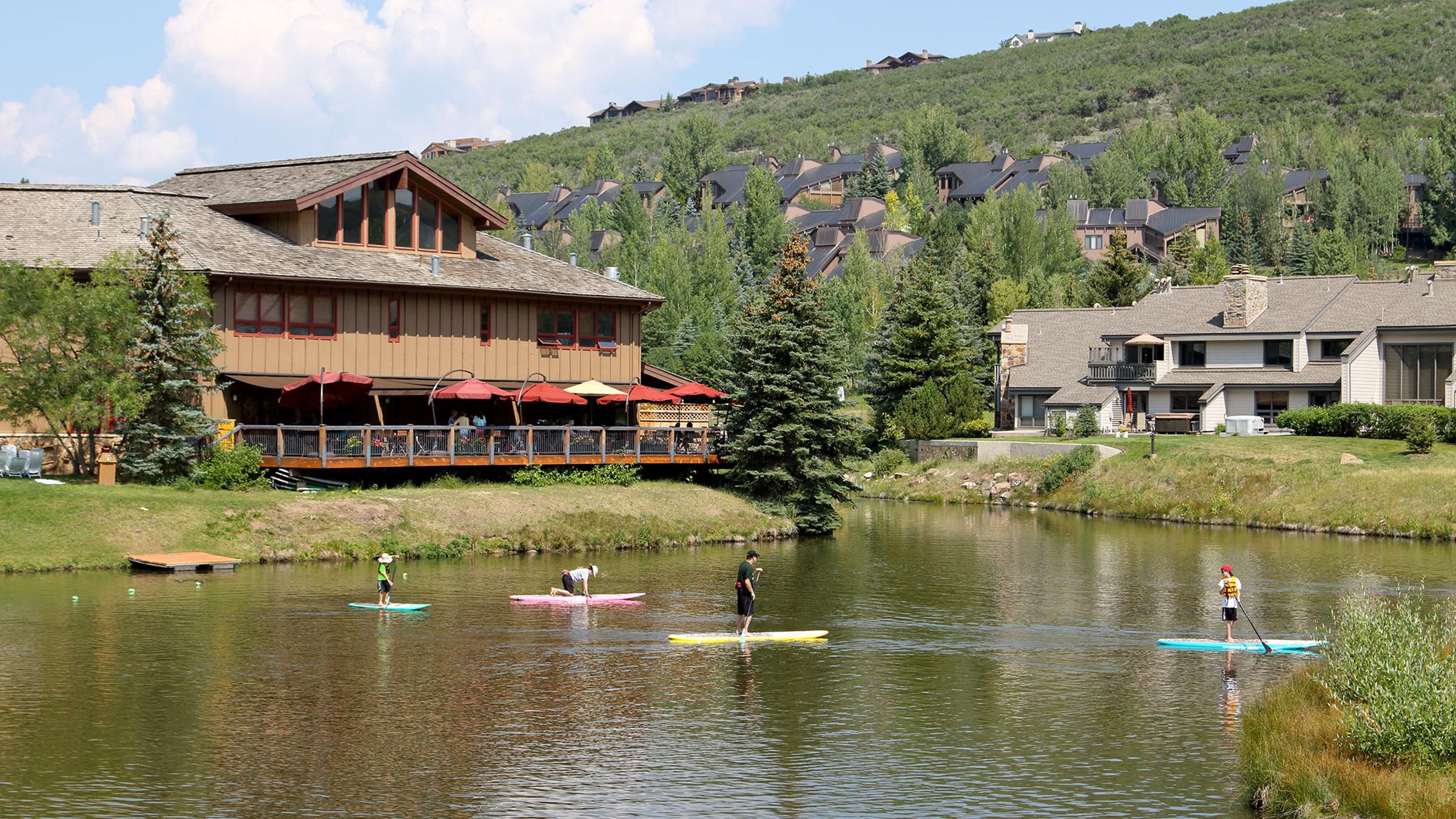 Family eating a meal at Deer Valley Grocery~Cafe in Park City, Utah