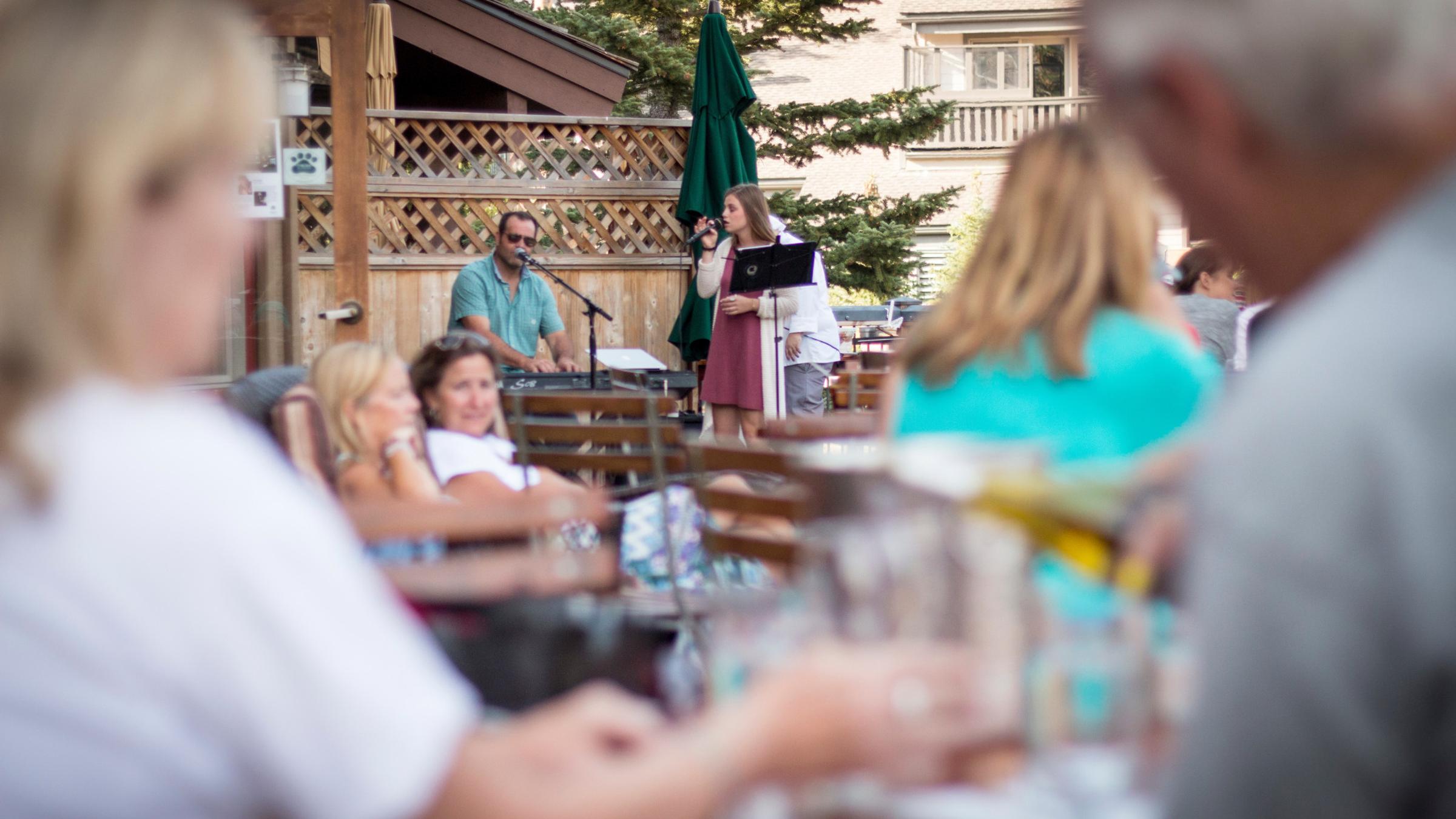 Diners enjoy wine and live entertainment at Deer Valley in Park City, Utah