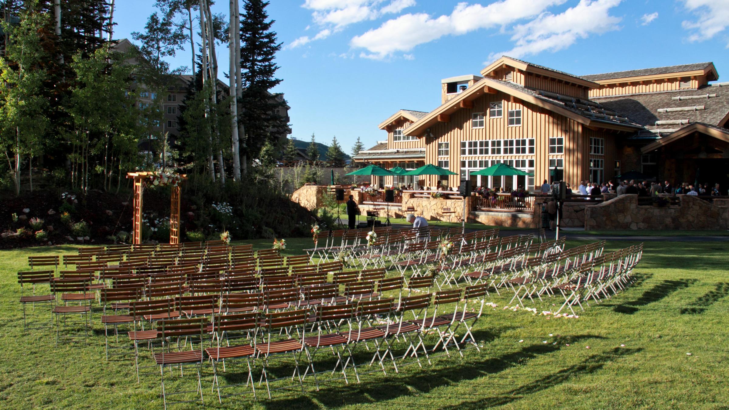 Outdoor ceremony set up at Empire Canyon Lodge