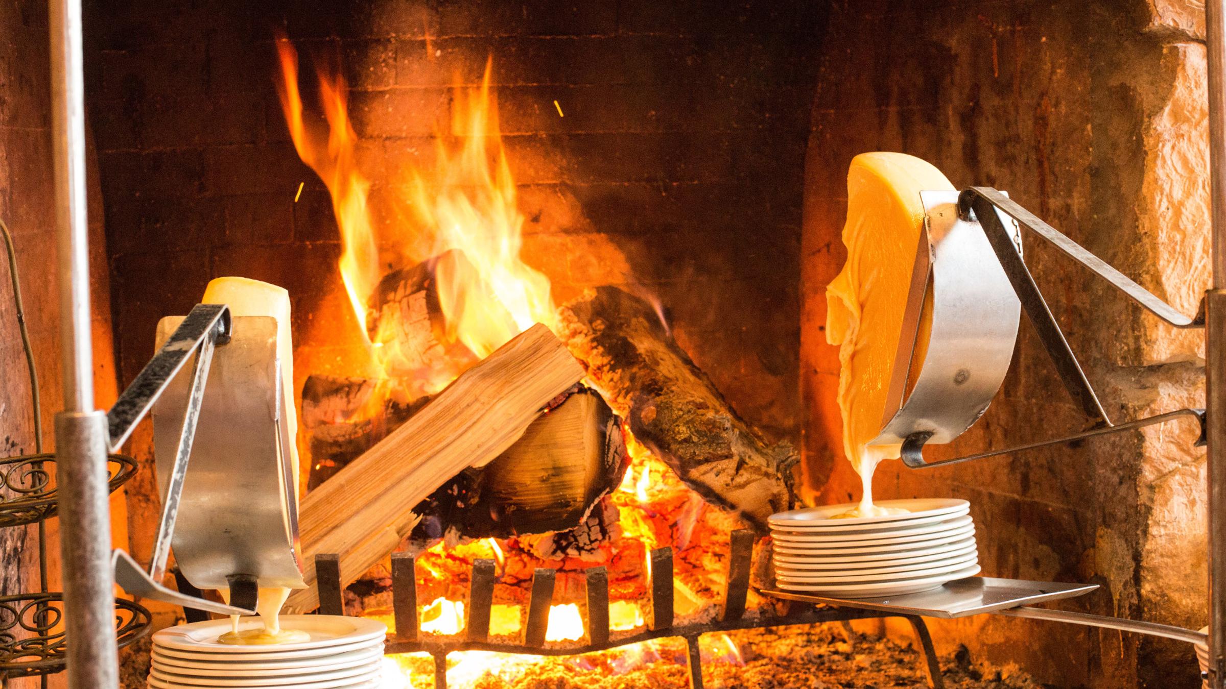 Melting raclette cheese at Deer Valley Resort