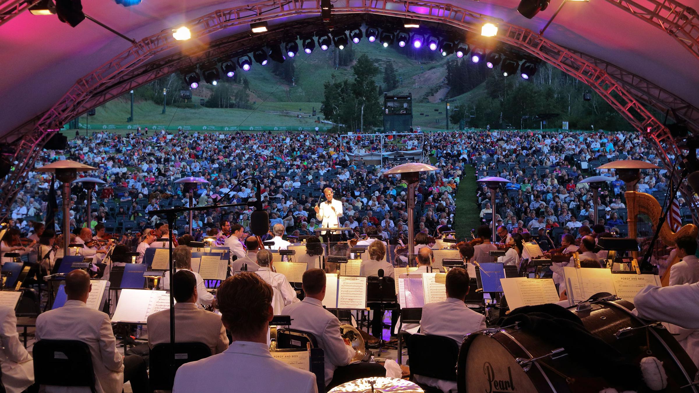 Utah Symphony performing in the Snow Park Outdoor Ampitheater