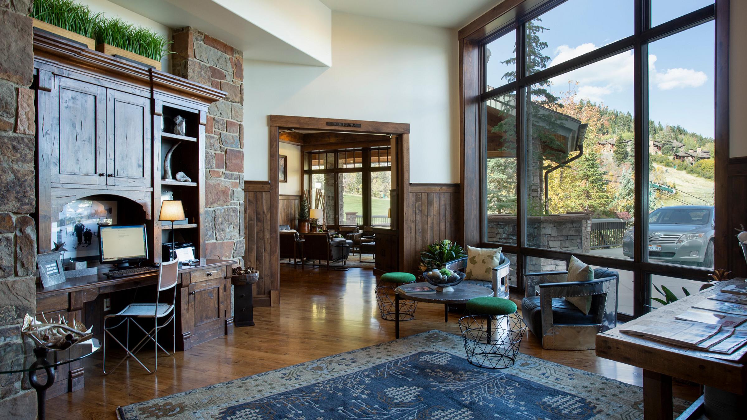Black Diamond common area with computer
