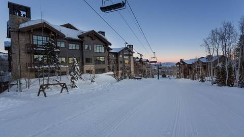 Arrowleaf Lodge at dawn in the winter