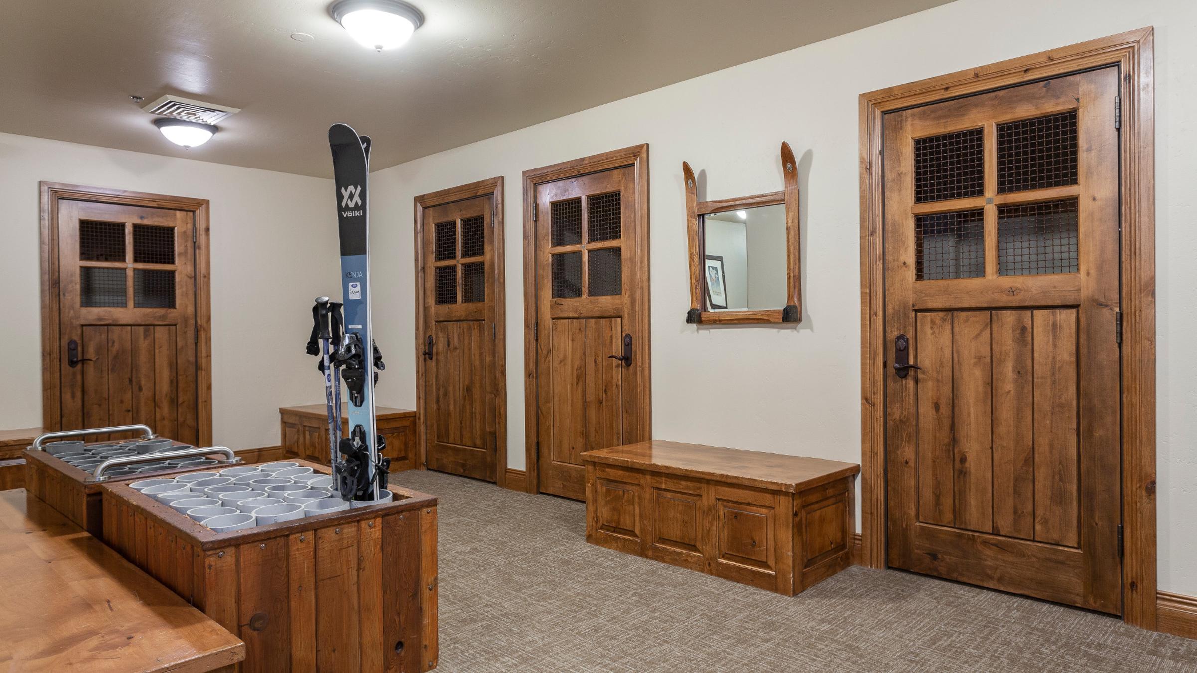 Grand Lodge ski locker room