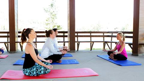 Yoga classes offered by Silver Baron Lodge at the DV Gazebo
