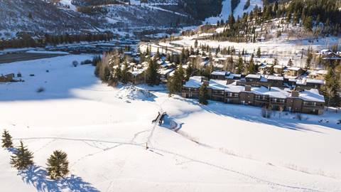 Aerial view of Lakeside in the winter